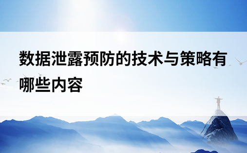 数据泄露预防的技术与策略有哪些内容